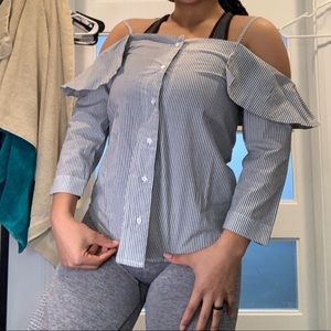 Off the shoulder; cold shoulder blouse